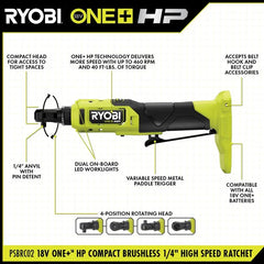 18V ONE+™ HP COMPACT BRUSHLESS 1/4" High Speed Ratchet Kit