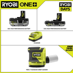 18V ONE+ 4Ah & 2Ah LITHIUM HIGH PERFORMANCE STARTER KIT WITH FREE 18V ONE+ 5" RANDOM ORBIT SANDER