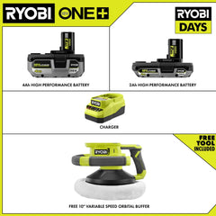 18V ONE+ 4Ah & 2Ah LITHIUM HIGH PERFORMANCE STARTER KIT WITH FREE 18V ONE+ VARIABLE SPEED RANDOM ORBIT BUFFER