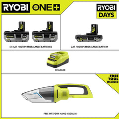 18V ONE+ LITHIUM HIGH PERFORMANCE STARTER KIT WITH FREE 18V ONE+ WET/DRY HAND VACUUM