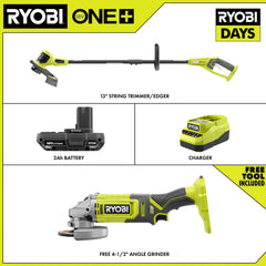 18V ONE+ 13" STRING TRIMMER/EDGER KIT WITH FREE 18V ONE+ 4-1/2" ANGLE GRINDER