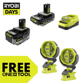 18V ONE+ 4Ah & 2Ah LITHIUM HIGH PERFORMANCE STARTER KIT WITH (2) FREE 18V ONE+ 4" CLAMP FANS