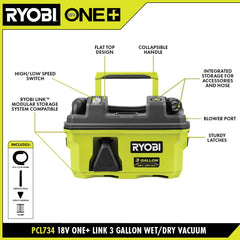18V ONE+ LINK™ 3 GALLON WET/DRY VACUUM