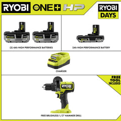 18V ONE+ LITHIUM HIGH PERFORMANCE STARTER KIT WITH FREE 18V ONE+ HP BRUSHLESS 1/2" HAMMER DRILL