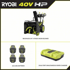 40V HP Brushless Whisper Series 24” Two-Stage Snow Blower Kit