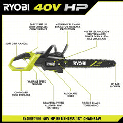 40V HP BRUSHLESS 18" CHAINSAW KIT