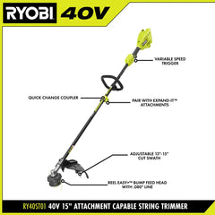 40V 15" Attachment Capable String Trimmer Kit