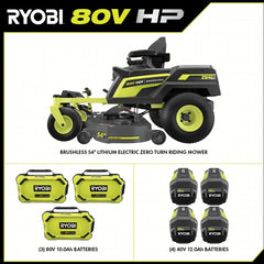 80V HP BRUSHLESS 54" LITHIUM ELECTRIC ZERO TURN RIDING MOWER KIT
