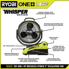 18V ONE+ HP Brushless Hybrid 9" Oscillating Fan