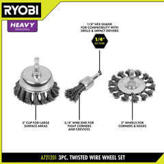 3 PC. Twisted Wire Wheel Set