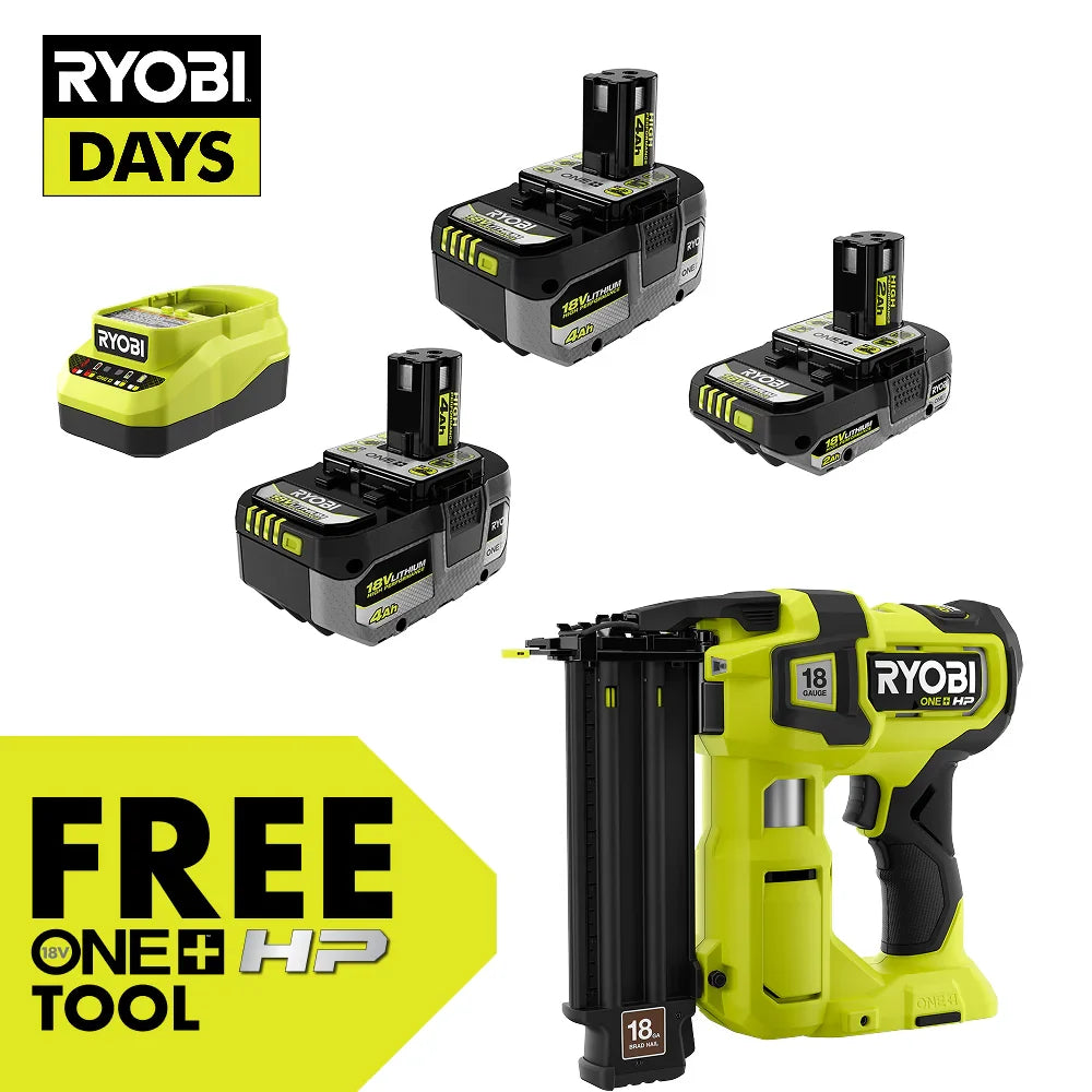 18V ONE+ LITHIUM HIGH PERFORMANCE STARTER KIT WITH FREE 18V ONE+ HP BRUSHLESS AIRSTRIKE 18GA BRAD NAILER