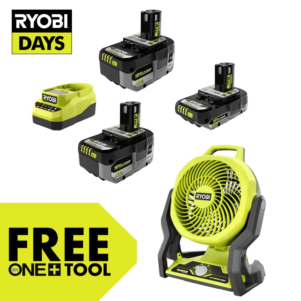 18V ONE+ LITHIUM HIGH PERFORMANCE STARTER KIT WITH FREE 18V ONE+ HYBRID 7.5" FAN