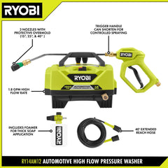 1200 PSI 1.8 GPM Cold Water Automotive High Flow Electric Pressure Washer Kit