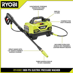 1800 PSI 1.2 GPM Electric Pressure Washer