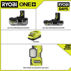 18V ONE+ 4Ah & 2Ah LITHIUM HIGH PERFORMANCE STARTER KIT WITH FREE 18V ONE+ LED MAGNETIC TASK LIGHT