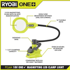 ONE+ 18V Magnifying Clamp Light Kit