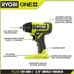 18V ONE+ 4Ah & 2Ah LITHIUM HIGH PERFORMANCE STARTER KIT WITH FREE 18V ONE+ 3/8" IMPACT WRENCH