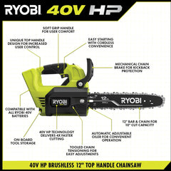 40V HP BRUSHLESS 12" TOP HANDLE CHAINSAW KIT