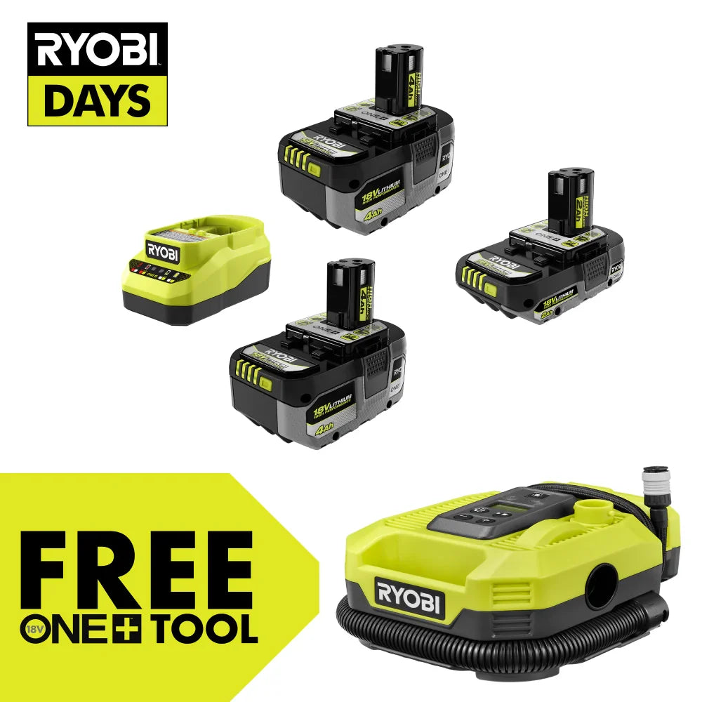 18V ONE+ LITHIUM HIGH PERFORMANCE STARTER KIT WITH FREE 18V ONE+ DUAL FUNCTION DIGITAL INFLATOR/DEFLATOR