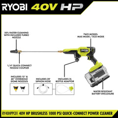 40V HP Brushless 1000 PSI Quick-Connect Power Cleaner