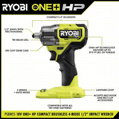 18V ONE+ HP COMPACT BRUSHLESS 4-MODE 1/2" IMPACT WRENCH KIT