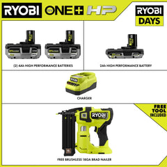 18V ONE+ LITHIUM HIGH PERFORMANCE STARTER KIT WITH FREE 18V ONE+ HP BRUSHLESS AIRSTRIKE 18GA BRAD NAILER