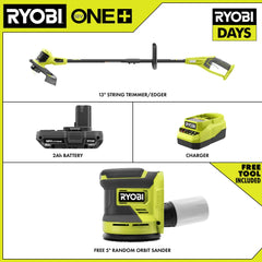 18V ONE+ 13" STRING TRIMMER/EDGER KIT WITH FREE 18V ONE+ 5" RANDOM ORBIT SANDER