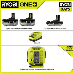 18V ONE+ LITHIUM HIGH PERFORMANCE STARTER KIT WITH FREE 18V ONE+ DUAL FUNCTION DIGITAL INFLATOR/DEFLATOR