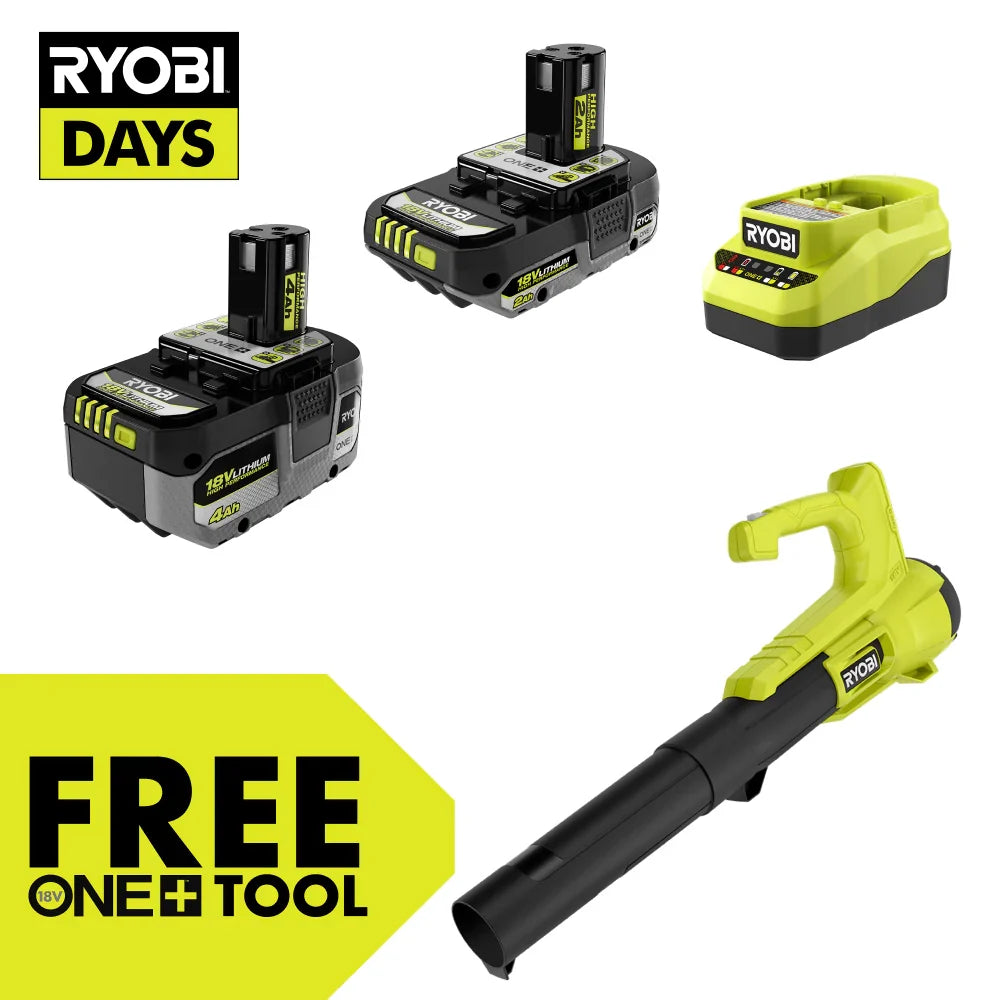 18V ONE+ 4Ah & 2Ah LITHIUM HIGH PERFORMANCE STARTER KIT WITH FREE 18V ONE+ 250 CFM BLOWER