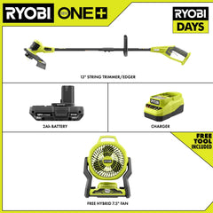 18V ONE+ 13" STRING TRIMMER/EDGER KIT WITH FREE 18V ONE+ HYBRID 7.5" FAN