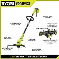 18V ONE+ 3-in-1 Mower, String Trimmer, and Edger