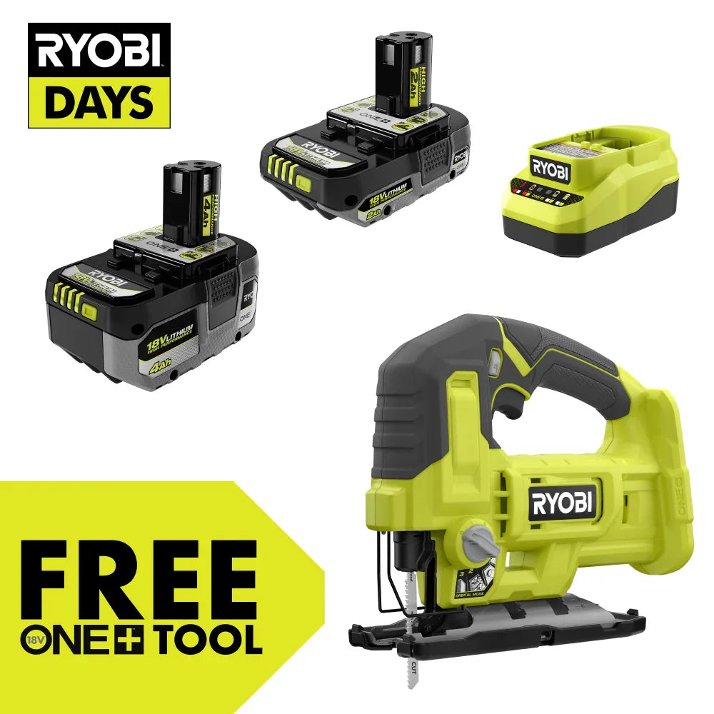 18V ONE+ 4Ah & 2Ah LITHIUM HIGH PERFORMANCE STARTER KIT WITH FREE 18V ONE+ JIG SAW