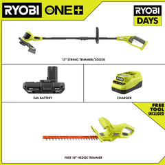 18V ONE+ 13" STRING TRIMMER/EDGER KIT WITH FREE 18V ONE+ 18" HEDGE TRIMMER