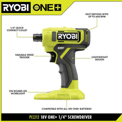 18V ONE+ 1/4" HEX SCREWDRIVER KIT