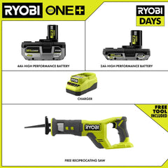 18V ONE+ 4Ah & 2Ah LITHIUM HIGH PERFORMANCE STARTER KIT WITH FREE 18V ONE+ RECIPROCATING SAW