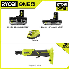 18V ONE+ 4Ah & 2Ah LITHIUM HIGH PERFORMANCE STARTER KIT WITH FREE 18V ONE+ 3/8" RATCHET