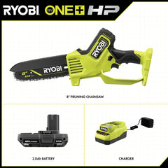 18V ONE+ HP Brushless 8" Pruning Mini Chainsaw Battery Powered with 2.0 Ah Battery and Charger