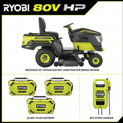 80V HP BRUSHLESS 46" BATTERY CORDLESS ELECTRIC RIDING LAWN TRACTOR KIT
