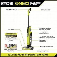18V ONE+ HP Cordless High-Capacity Stick Vacuum Cleaner Kit with 4.0 Ah Battery and Charger