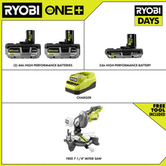 18V ONE+ LITHIUM HIGH PERFORMANCE STARTER KIT WITH FREE 18V ONE+ 7-1/4" MITER SAW