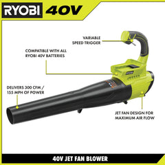 40V 300 CFM JET FAN LEAF BLOWER
