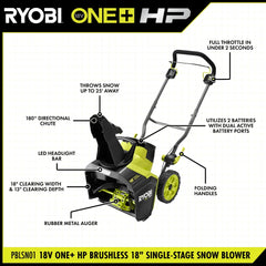 18V ONE+ HP Brushless 18" Single-Stage Snow Blower Kit