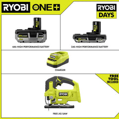 18V ONE+ 4Ah & 2Ah LITHIUM HIGH PERFORMANCE STARTER KIT WITH FREE 18V ONE+ JIG SAW