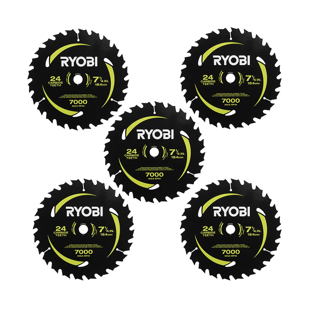 7-1/4" x 24T Carbide Teeth Thin Kerf Circular Saw Blade Set (5 Piece)