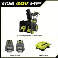 40V HP BRUSHLESS WHISPER SERIES 22" TWO-STAGE SNOW BLOWER KIT
