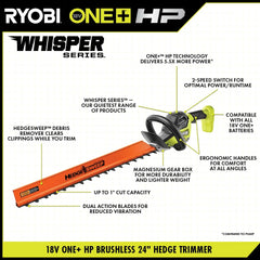 18V ONE+ HP BRUSHLESS WHISPER SERIES 24" HEDGE TRIMMER KIT