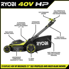 40V HP BRUSHLESS 21" SELF-PROPELLED ALL-WHEEL DRIVE MULTI-BLADE MOWER KIT