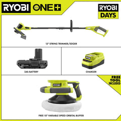 18V ONE+ 13" STRING TRIMMER/EDGER KIT WITH FREE 18V ONE+ VARIABLE SPEED RANDOM ORBIT BUFFER