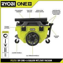 18V ONE+ 6 GALLON WET/DRY VACUUM KIT
