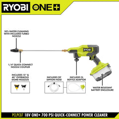 18V ONE+ 700 PSI Quick-Connect Power Cleaner Kit